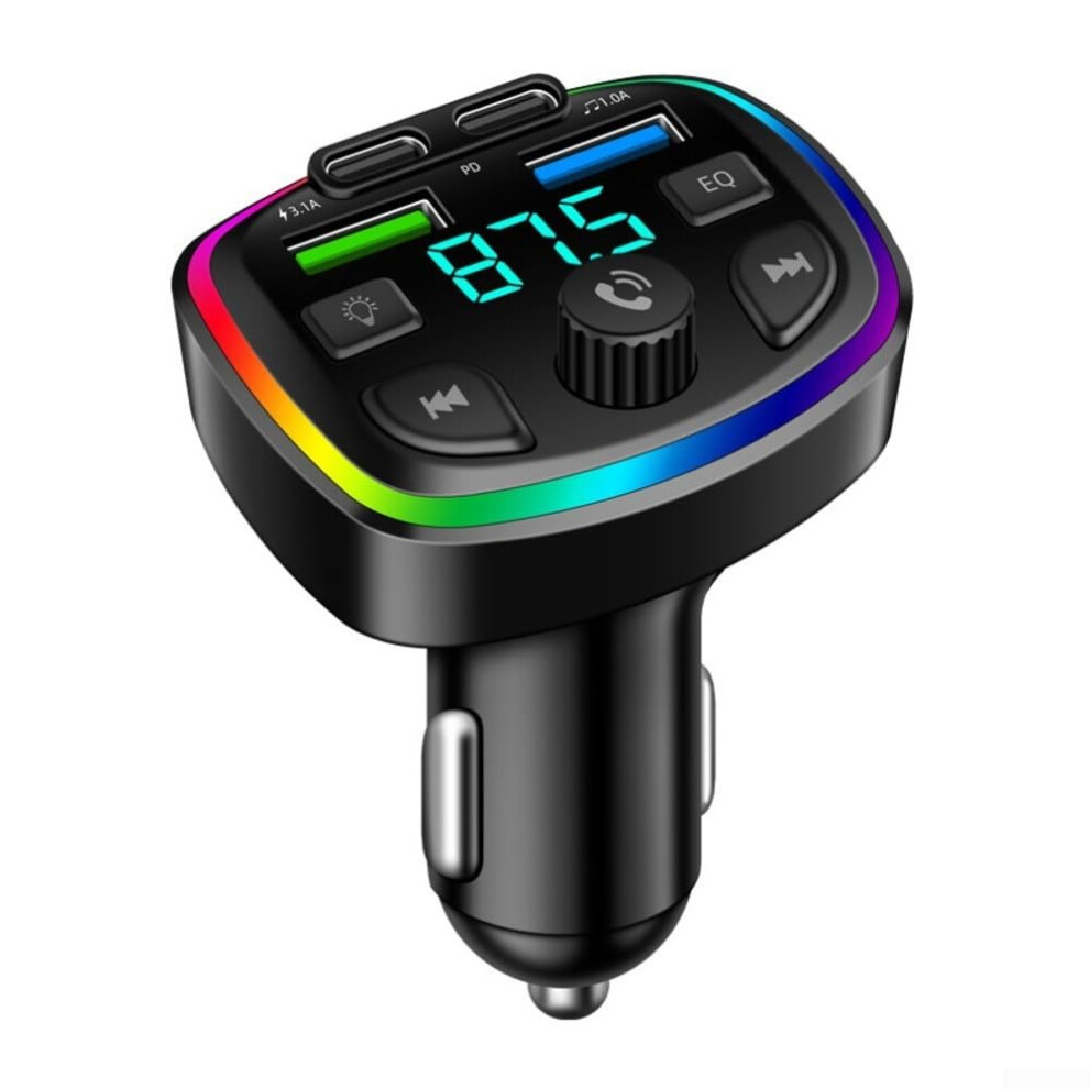 Bluetooth Fm Car Charger With Dual Usb Ports, Bluetooth 5.0 Audio, Fast Charging 3.1A For 12V24v Vehicles 9330225442981