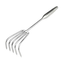 Garden Hand Rake Stainless Steel Mini Rake Five Tine Tool for Soil Loosening Weeding and Beach Use