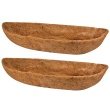 24 Inch Coconut Coir Liner for Hanging Basket, Thick Molded MoistureRetaining Fiber Planter Set 2PCS