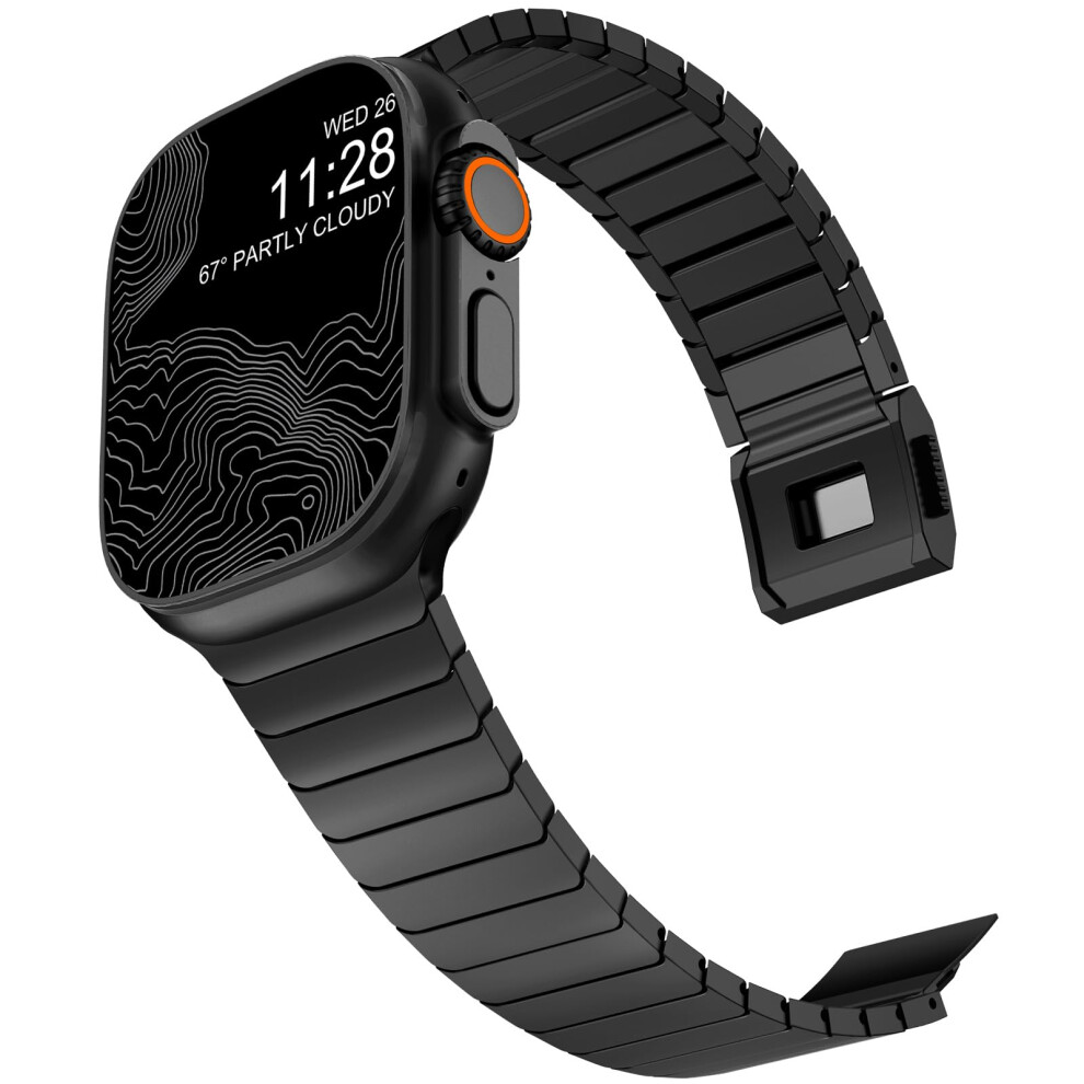 Titanium Band Dlc Link Bracelet 49Mm Ultra 3 2 1 Series 11Â4 Grade 2 Magnetic Clasp For Apple Watch Black 9330225443407
