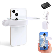 Smartphone Camera Mirror Clip with Adjustable HD Glass Reflector, Universal Fit for Creative Selfie Photography (White)