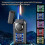 (Black Matte) Double Fire Windproof Lighter with Colored Lights Digital Display Intelligent Induction Direct Flames Lighter 5