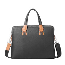 Men's Leather Laptop Bag, Cowhide Briefcase with Large Capacity and Multi Pocket Design