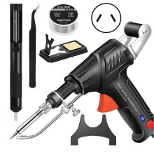 (AU Plug, BK Internal Heated) Electric Soldering Kit Manual Auto Feeding Tin Solder Machine for Repairs Home DIY