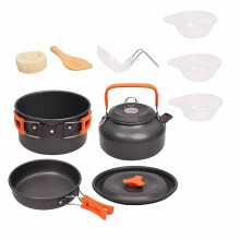 Camping Cookware Set Lightweight Aluminum with Kettle Pan Pot Compact for Hiking Picnic BBQ