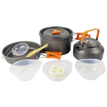 Camping Cookware Set Lightweight Compact Outdoor Cooking Gear with Pot and Pan for Hiking Travel Orange