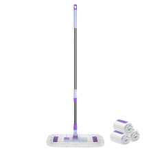 Microfiber Floor Mop 360 Rotating Head with Telescopic Stainless Steel Handle and Washable Pads Purple