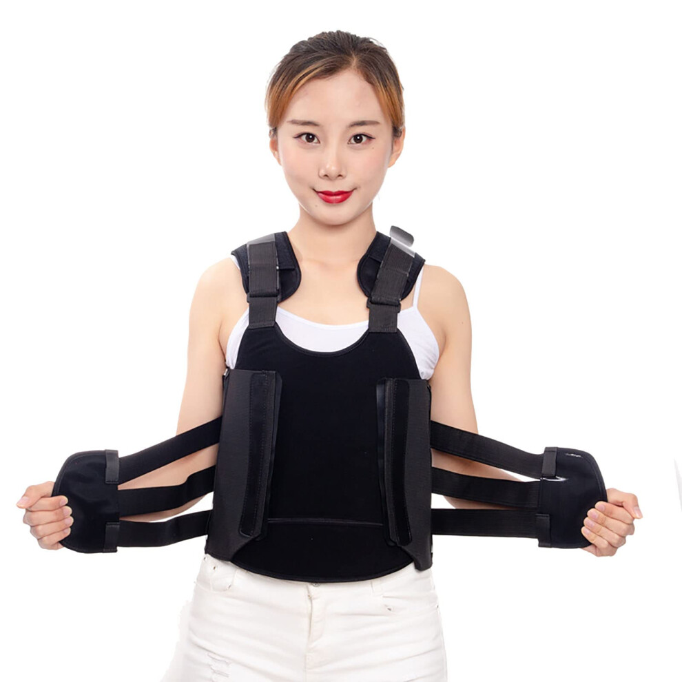 Black Thoracolumbar Spine Brace Adjustable Back Support Orthosis For Scoliosis Posture Correction Xl