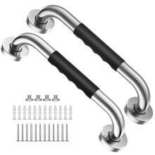 2 Pack 12 Inch Stainless Steel Shower Grab Bar with Anti Slip Rubber Grip, Wall Mounted ADA Compliant Bathroom Safety Handle for Elderly