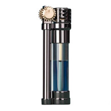 Vintage Windproof Kerosene Lighter with Grinding Ignition and Transparent Tank, Refillable Retro Metal Design for Camping Candles (Black)