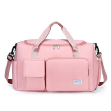 Large Travel Duffel Bag with Shoe Compartment, Water Resistant Oxford Gym Bag for Women, Pink