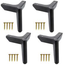 Black Metal Sofa Legs 4 Pack, Triangular Steel Furniture Legs with Screws for Cabinet Couch Chair,  Load Capacity