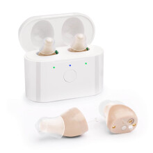 Rechargeable Hearing Amplifier for Seniors Adults with Noise Cancelling, Magnetic Charging Case, Beige