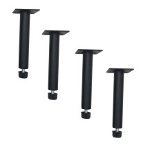 Pack of 4 Adjustable Metal Furniture Legs 170mm Black, Durable Iron Cabinet Legs with Non Slip Pads