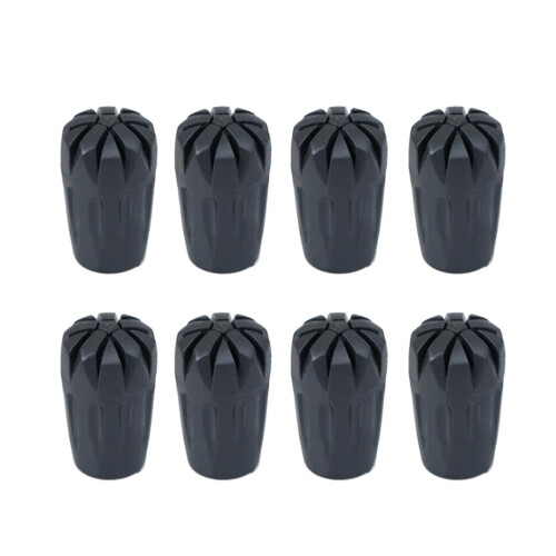 8PCS Hiking Pole Rubber Tips – Durable Trekking Pole Replacement Caps with Protective Covers and Noise Reduction Design