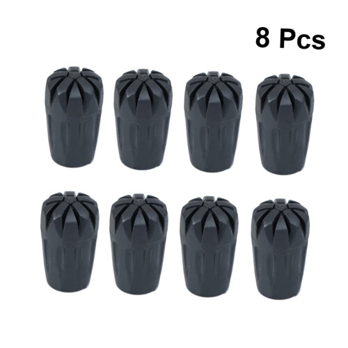 8PCS Hiking Pole Rubber Tips – Durable Trekking Pole Replacement Caps with Protective Covers and Noise Reduction Design 1