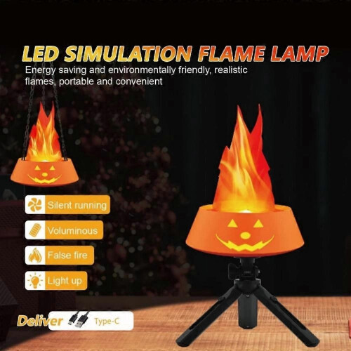 (B) 3D Fake Flame Lamp,110V Electric Campfire Artificial Flickering Flame Table Lamp 1