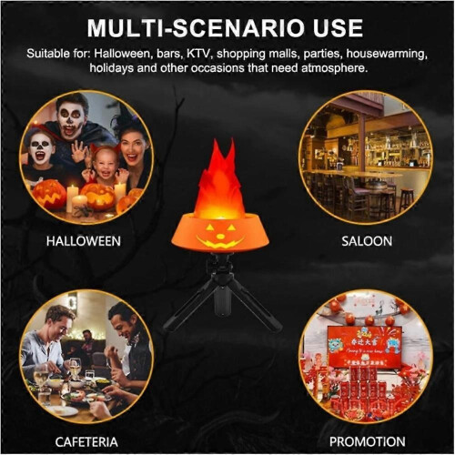(B) 3D Fake Flame Lamp,110V Electric Campfire Artificial Flickering Flame Table Lamp 2