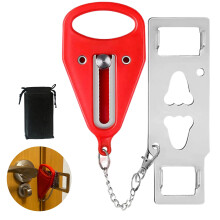 Portable Door Lock Red Heavy Duty Steel Travel Door Security Lock for Hotel Apartment Dorm Safety