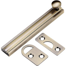 Brushed Gold Door Bolt Lock 2 Inch Solid Brass Surface Bolt Latch for Interior Doors Enhanced Privacy