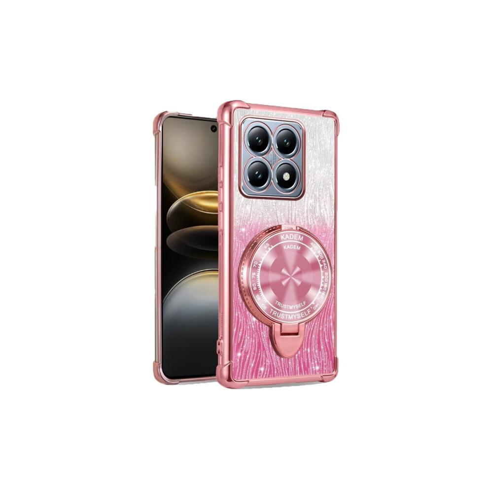 Glitter Phone Case Soft Tpu Shockproof Cover With Foldable Mirror Kickstand Luxury Plating For Vivo X27 Pink 9771547964940