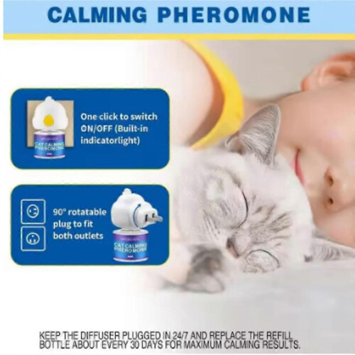(UK Plug Lavender 2 bottle) 48ml Calming Diffuser Comfort Natural Pheromone Diffuser Calming Pheromone Long Lasting Calming Diffuser For Cats 2