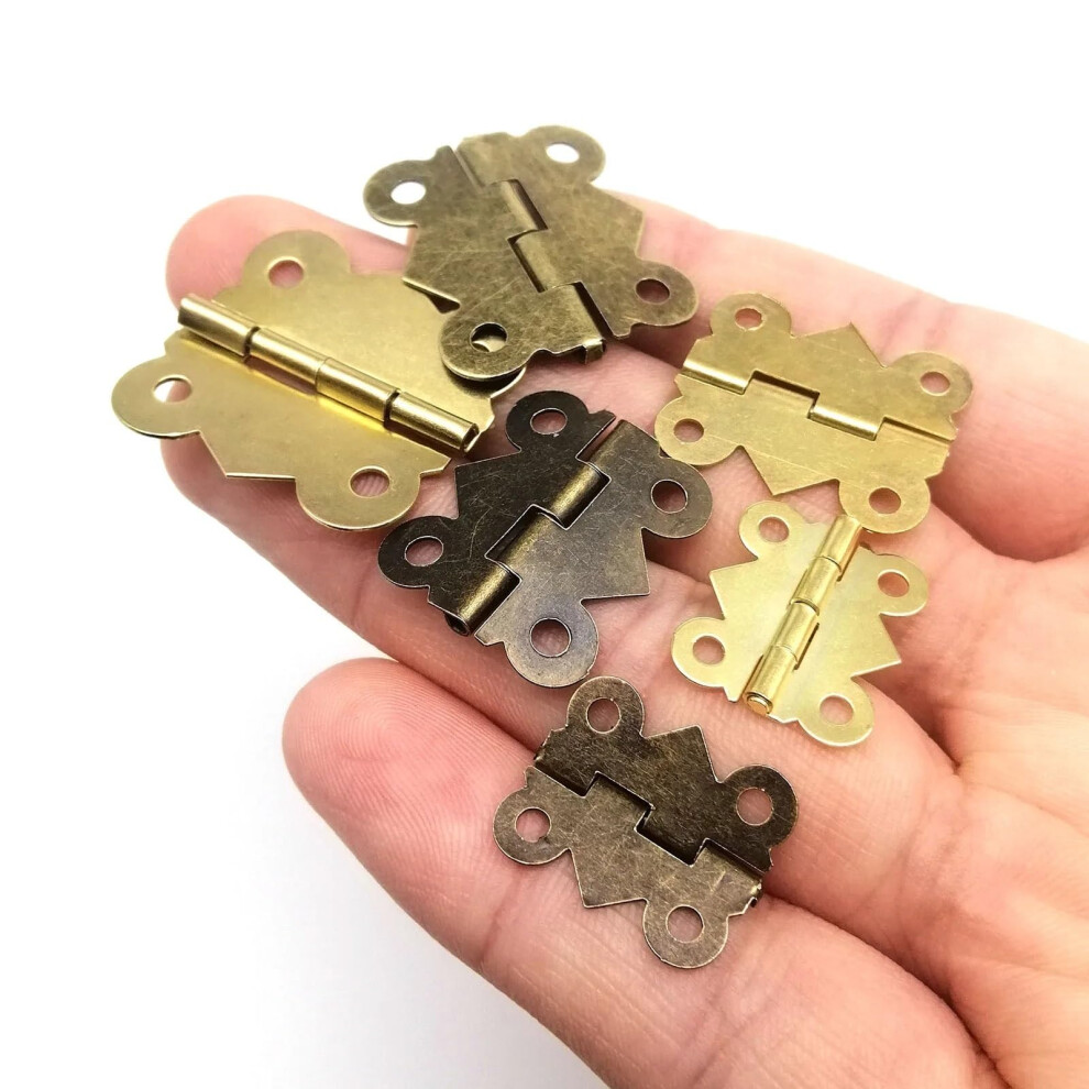 6Pcs Medium Bronze Cabinet Door Hinges With Timeless Finish For Jewelry Boxes And Dollhouse Furniture 9073542114581