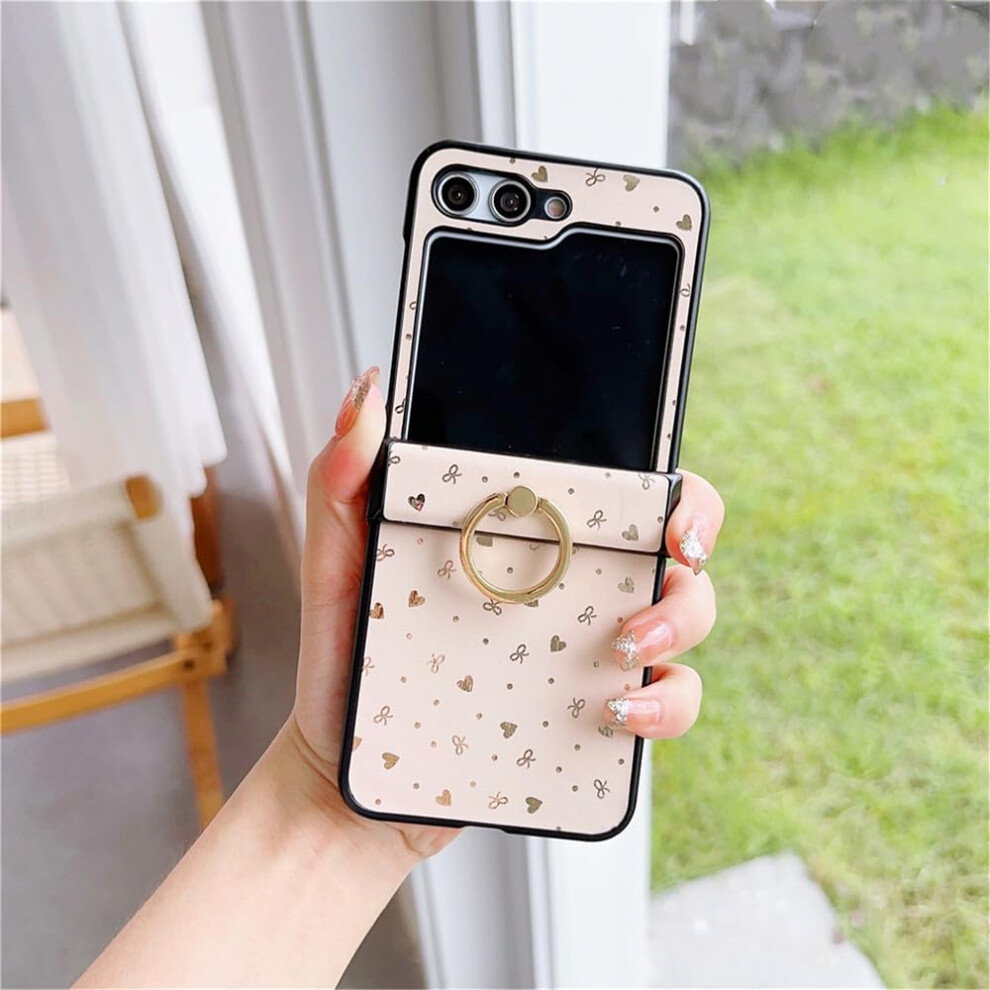 Pu Leather Light Case Cover With Secure Ring Grip And ShockâAbsorbing Protection For Samsung Galaxy Z Flip 5 Pink 9351714591591
