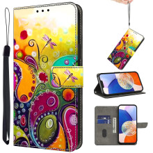 Flower Vine PU Leather Wallet Case with Card Holder for iPhone 13 Pro Max and 12 Pro Max, Magnetic Flip Shockproof Cover with Wrist Strap
