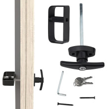 Garage Door Lock Black Zinc Alloy THandle Keyed Security Shed Door Handle for Gate Barn Garage