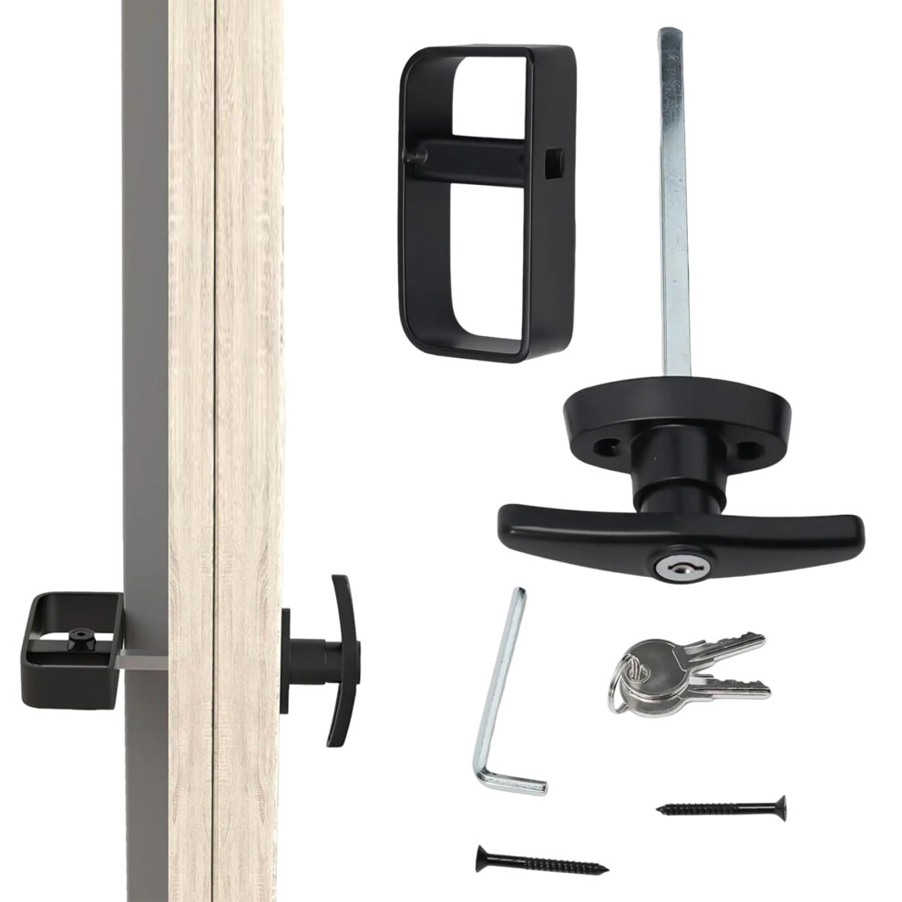 Garage Door Lock Black Zinc Alloy Thandle Keyed Security Shed Door Handle For Gate Barn Garage 9073542114680