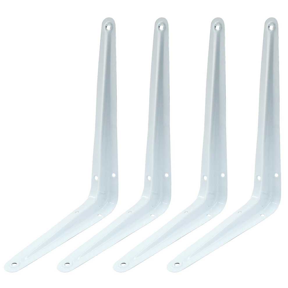 6X8 Inch Heavy Duty White Metal Shelf Brackets Set Of 4, Corner Wall Shelving Brackets For Hanging Shelves 9073542114758