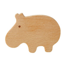Wooden Wall Hooks for Kids Room, Animal Shaped Beech Wood Coat Rack, SpaceSaving Wall Mount (Color: Hippo)