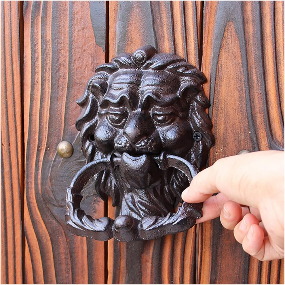 Vintage Lion Head Door Knocker For Front Door, Heavyduty Cast Iron Rustic Farmhouse Style 9330225445784