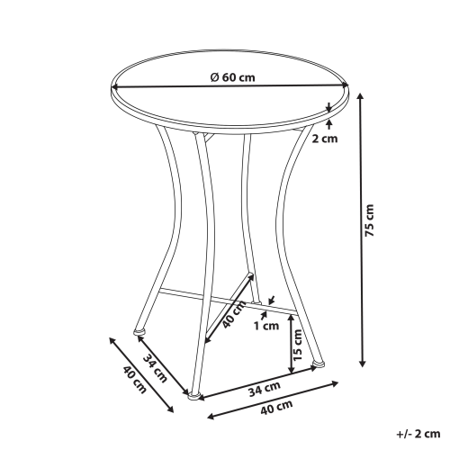 Beliani Bistro Table COLLIO 60 cm 60 cm Metal Black 2
