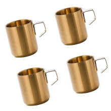 4Pcs Stainless Steel Coffee Mugs Heat Resistant Milk-Gold 200ml