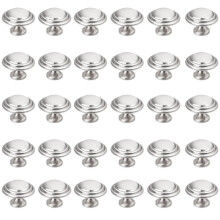 Brushed Nickel Cabinet Knobs 30 Pack, Modern Round Stepped Drawer Knobs for Kitchen Dresser