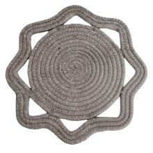 Octagonal Braided Table Mat Nonwoven-white dark gray 30cm