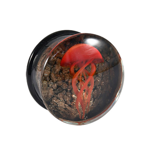 Unique Jellyfish Pattern Glass Ear Stretcher Handcrafted-3 10mm