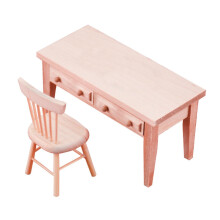 Miniature Dollhouse Furniture Desk and Chair Set with Realistic Design, Durable Collector Quality