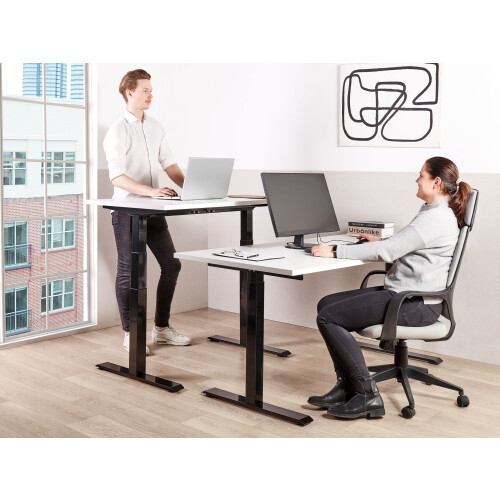Beliani Manual Adjustable Standing Desk DESTINES 120 cm 72 cm White/ Black 1