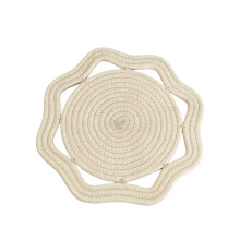 Tapis de Table tressé octogonal, napperon en tissu-blanc 18cm