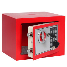 Electronic Safe Box 0.17 Cu Ft with Pry‑Resistant Steel Door and Keypad, Small Money Safe for Home Office Red