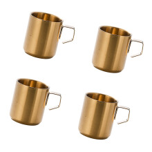 4Pcs Stainless Steel Coffee Mugs Heat Resistant Milk-Gold 150ml