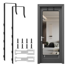 Over the Door Mirror Hanger Black 2 Pack, Adjustable FiveHole Design with Screws for Easy Installation