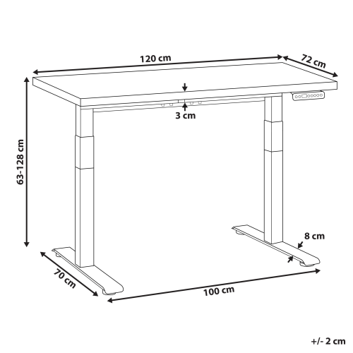 Beliani Electric Adjustable Standing Desk DESTINES 120 cm x 72 cm White/ Black 2