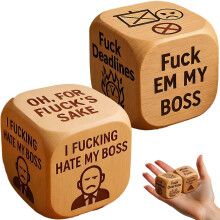 Funny Office Decision Dice Set – Wooden Desk Stress Relief Gag Gift for Coworkers and Boss