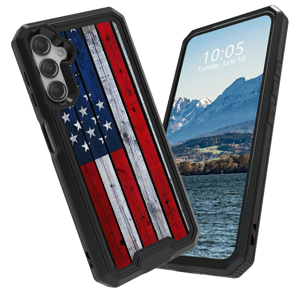 Dual Layer Shockproof Cover Case With American Flag Design And Reinforced Corners For Samsung Galaxy A36 A56 5G 9330225446248
