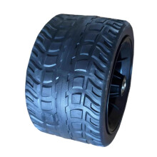 Camping Wagon Replacement Wheel 17x10cm Black, HeavyDuty Solid Wheel with Bearings for Mud Terrain 360 Swivel