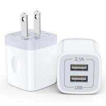 USB Wall Charger 5V 2.1A Dual Port Fast Charging Cube Adapter for iPhone 16 Pro Max Samsung S25
